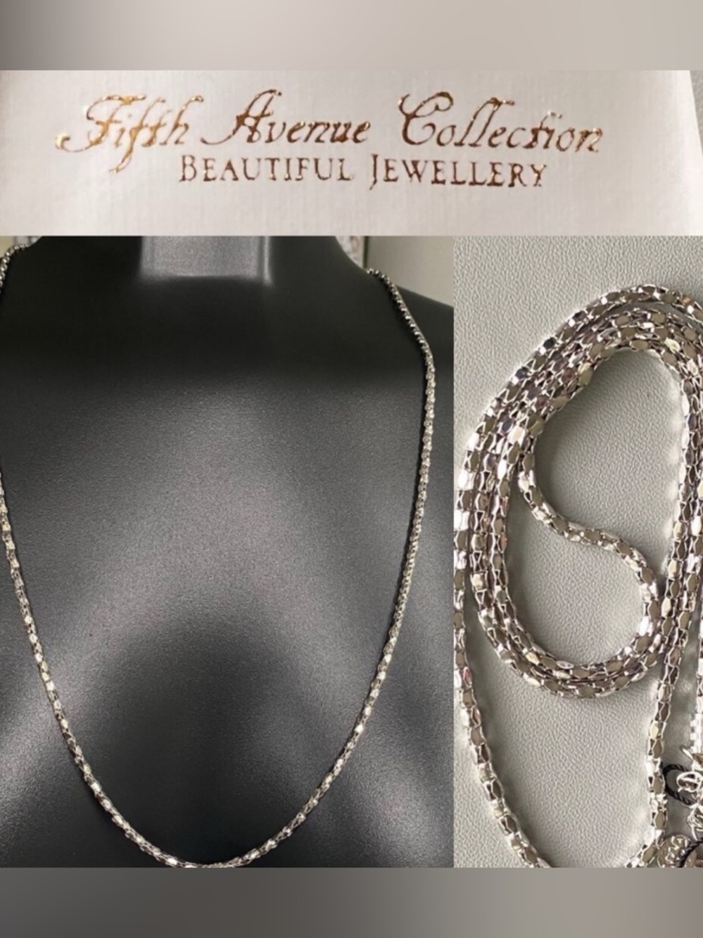 FAC Polished Silver Tone Rhodium Plated 26" Fancy Chain - Picture 1 of 6